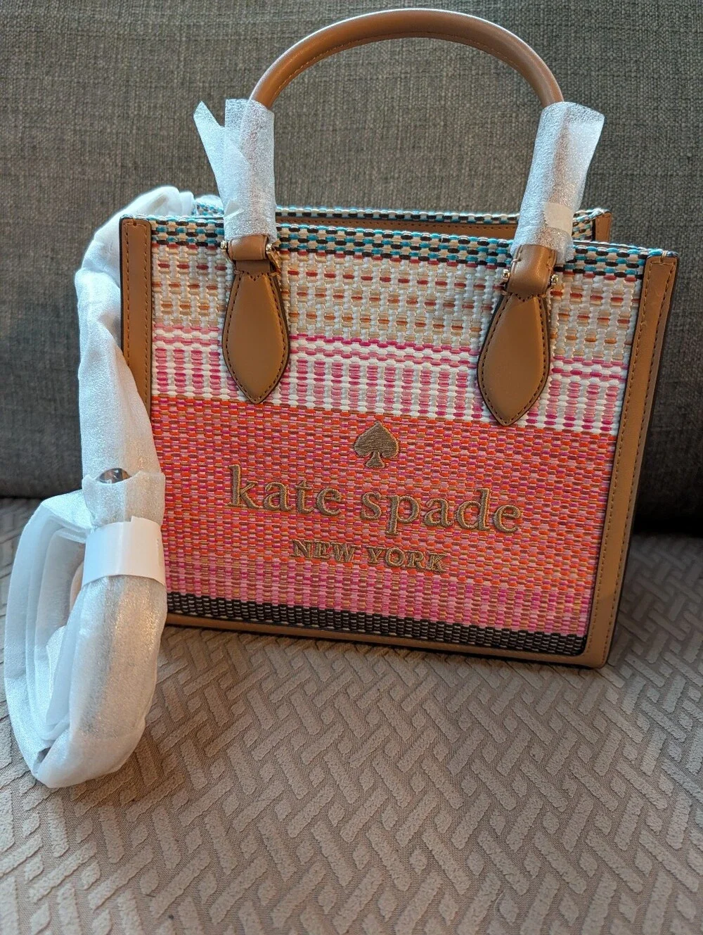 kate spade Ellie Straw Small Tote NWT